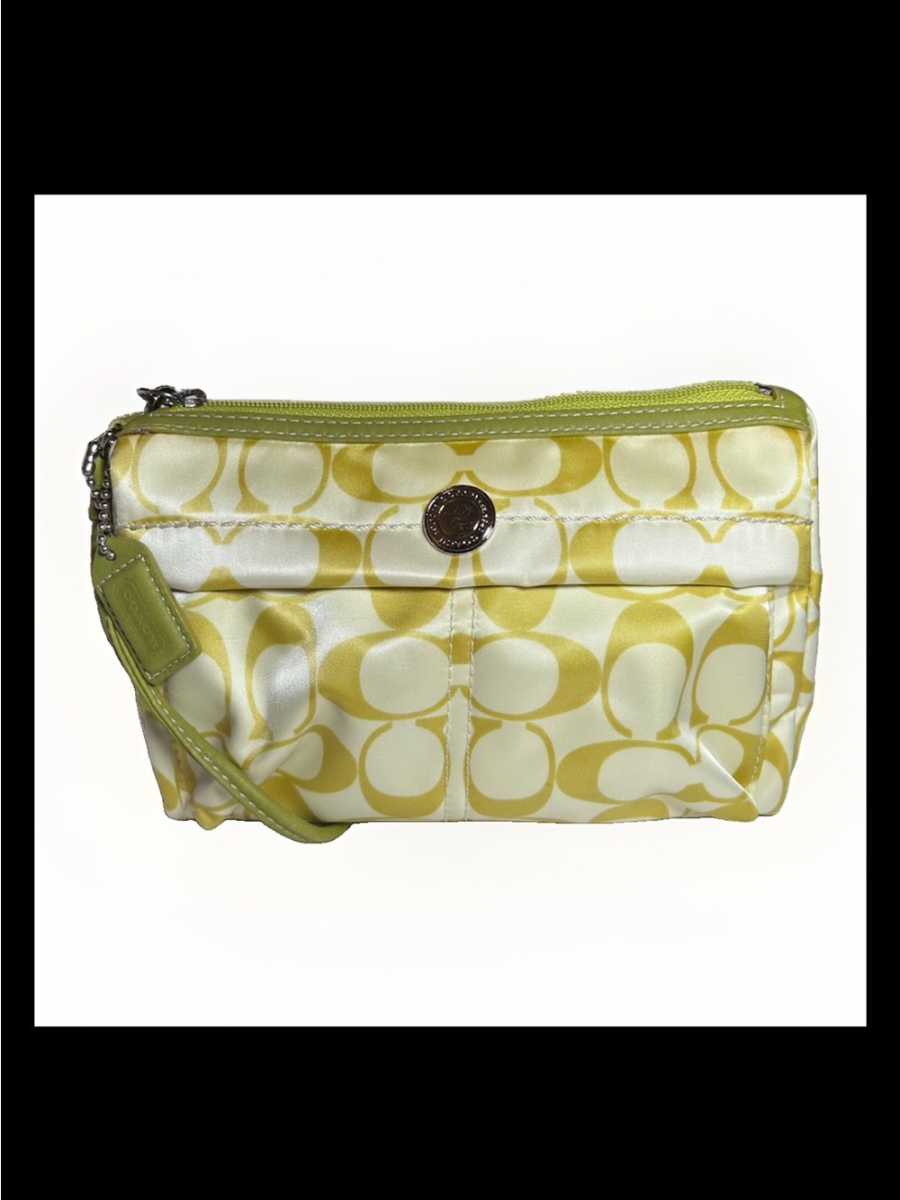Coach Heritage Signature Sateen Front Snap Pocket Wristlet, 2004 Style: (#42384)